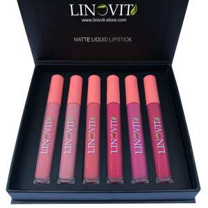 6-piece transfer-proof matte lipstick set, waterproof, 6 x 2.5 ml, rose, nude