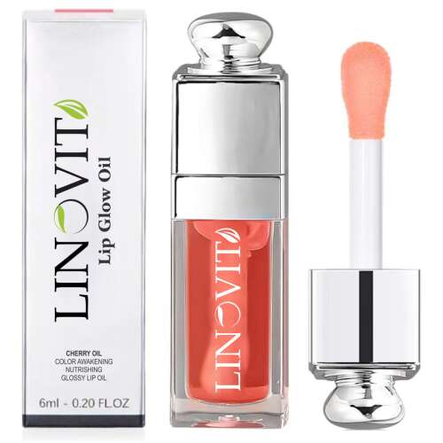 Linovit Lip Glow Oil z olejkiem wiśniowym, 6ml, kolor różowy, odświeżacz koloru, odżywczy błyszczyk do ust