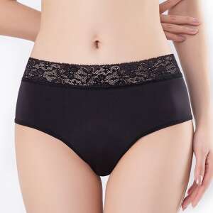 Menstrual Underwear with Floral Lace - S, Black