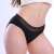 Black period underwear with geometric lace waistband, size M, side view