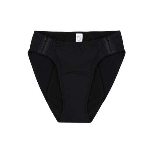 Chiloți menstruali reutilizabili LINOVIT Luna 3XL, negru, cu partea din față vizibilă