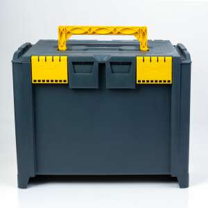 BEWELLO stohovateľná nádoba na náradie, veľkosť L, 468 x 338 x 375 mm, 10982C, sivá a žltá - Handy Boxy a tašky na náradie