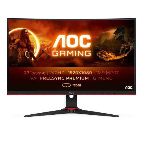 Zakrivljeni gaming monitor AOC C27G2ZE 27 inča, pogled sprijeda