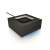 Logitech Bluetooth Audio Receiver, black, angled view, for connecting smartphones and tablets to home audio systems