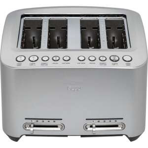 Sage the Smart Toast 4 5 4 szeletek száma Ezüst 4-Scheiben-Toaster, silber, mit Krümelschublade, Bagel-, Auftau-, Wiederaufwärm-, Abbrechen- und A-Bit-More-Funktionen - Sage