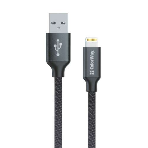 Cablu ColorWay USB la Apple Lightning, negru, 1 metru, 2.1A