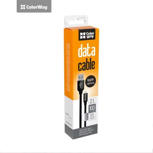 Colorway CW-CBUL004-BK kábel, cable USB Apple Lightning 1m 2.1A, fekete