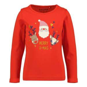 Tricou roșu cu mânecă lungă de Crăciun Blue Seven pentru fete cu imprimeu cu Moș Crăciun și reni, mărimea 3-4 ani (104 cm) - Bebeluși și copii mici