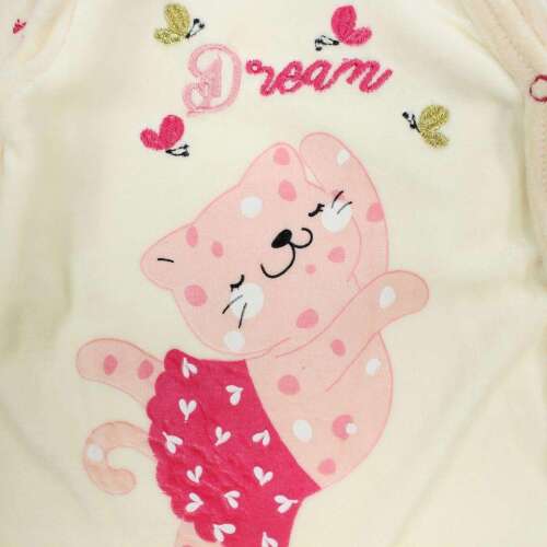 Pijamale TOM and KIDDY pentru bebeluși de 18-24 luni, crem cu model de pisică roz