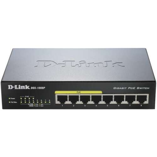 D-Link DGS-1008P Switch Gigabit PoE cu 8 porturi