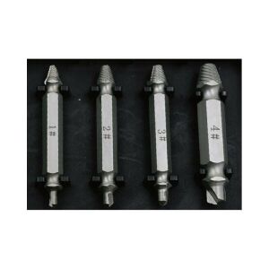 Kraft&Dele KD10199 screw extractor set, close-up view of all 4 sizes - Bearing Puller