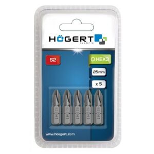 Hogert PH1 25 mm Screwdriver Bit Set, 5 pieces 121731537 - Hogert