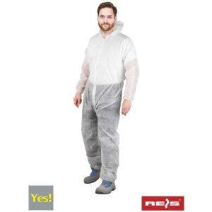 Combinezon de protectie cu gluga din 100% polipropilena de unica folosinta YES-KOM L 121734891 - Salopete de lucru