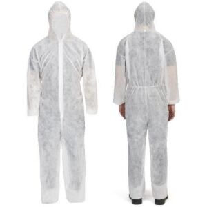 Vedere frontală și posterioară a salopetei de protecție din polipropilenă albă - Salopete de lucru
