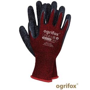 Ogrifox OX-MELAT 9 Latex-Dipped Protective Gloves, Grena / Dark Red 121735371 - Work gloves