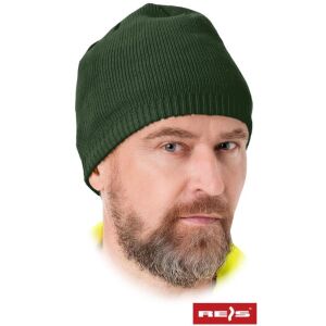 Raw-Pol CZWATER green winter hat with fleece lining - Men's Hat