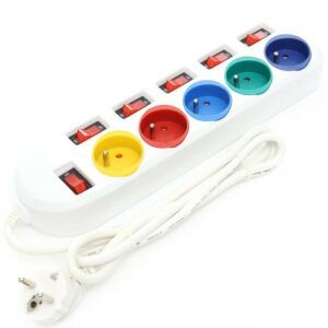Kraft&Dele 5-outlet power strip with individual switches and 1.5m cord - Lamp & Lighting