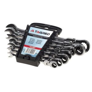 Комплект от 7 комбинирани ключа, Tagred, с тресчотка 8-19 мм, изработени от Cr-V (хром-ванадиева стомана) 121741623 - Tagred