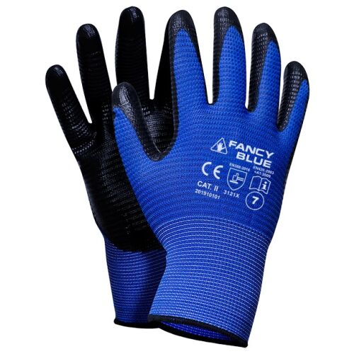 Protective Gloves, Polyester Material, Textured Nitrile Coated, Fancy Bleu XL 121747671