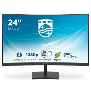 Philips 241E1SC ívelt VA Monitor, 23.6", 1920x1080, 16:9, 250cd/m2, 4ms, VGA/HDMI 82024304 