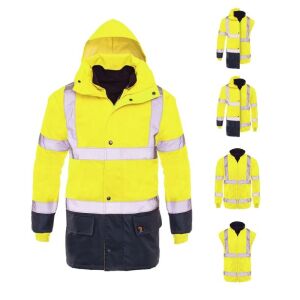 Procera 5IN1 Reflective Jacket Configurations, Detachable Sleeves and Hood, High Visibility Yellow - Procera