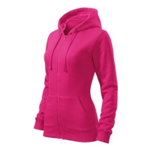 Malfini Trendy Zipper 411 women's purple hoodie, angled view - Women's Sweater