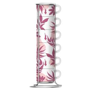 Комплект чаши Bialetti Primavera с поставка 6бр. розов 108859266 - Bialetti