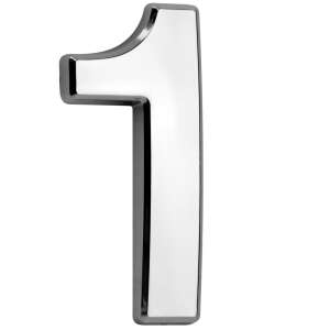 Silver house number 1, Strend Pro MagicHome, 3D effect, PVC, 70x100mm - House Number Plate