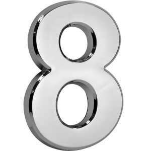 Silver 3D house number 8, MagicHome Strend Pro, 70x100mm - House Number Plate