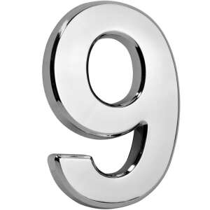 Silver 3D house number 9, MagicHome Strend Pro, 70x100mm - House Number Plate