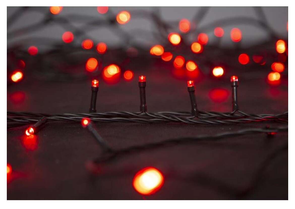 Lumini de craciun pentru brad, 10 metri, 8 programe,lumina rosie, 100 led-uri, ip44