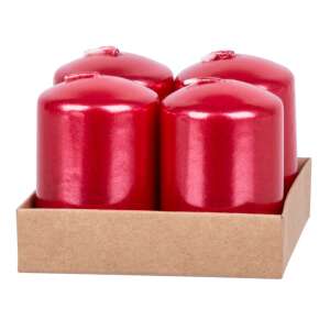 Set of 4 red pillar candles, Magic Home brand, 4x6 cm - Candle