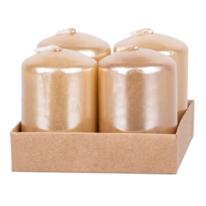 Set of 4 Shiny Champagne Christmas Candles Magic Home, 4x6 cm 127419394 - Candle
