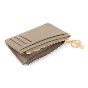 Ella Icon brown leather card holder with zipper and key chain - Dressing Accessory