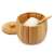Wooden sugar or salt dispenser with lid and spoon, filled with sugar, 8 cm
