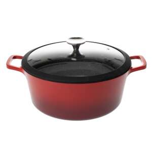Cast Aluminum Pot with Lid, Burgundy, 6.3L, 28 cm 108862161 - Cast Iron Cookware