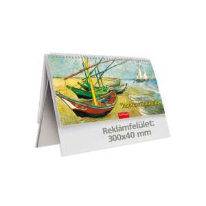 Kalendart 2023-as T054 impresszion álló papír asztali naptár, calendar de birou cu o pictură cu bărci pe plajă - Accesorii de birou