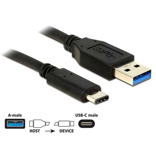 Delock 83869 SuperSpeed USB 10 Gbps (USB 3.2 Gen 2) kábel A-típusú - USB Type-C csatlakozó végekkel 0,5 m