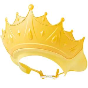 Sárga korona alakú baba zuhanyzó sapka hajmosáshoz, állítható méret, megakadályozza, hogy a víz a szembe kerüljön - Hajmosó karika és kancsó