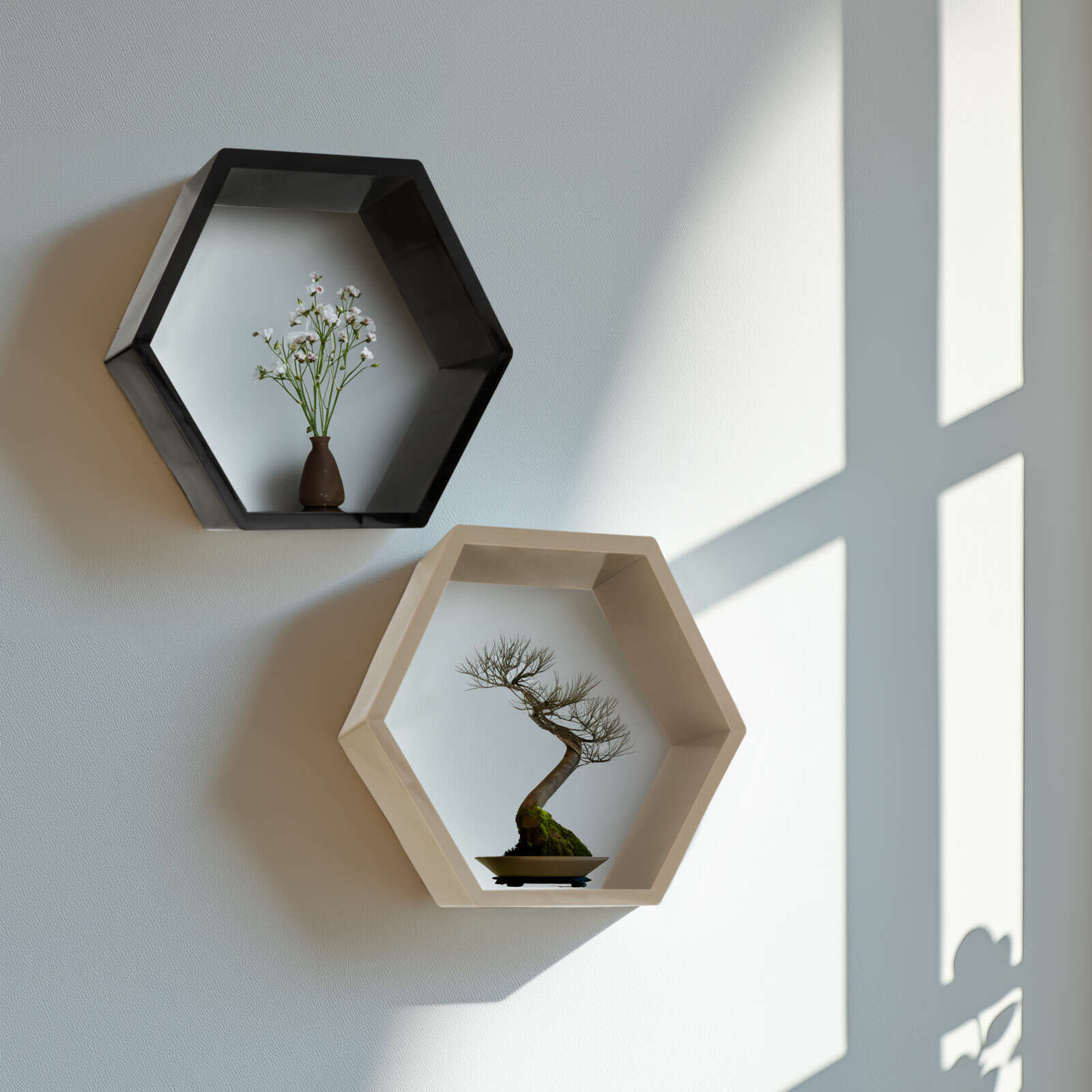 BEWELLO Hatszögletű Fali Polc - 29x25 cm