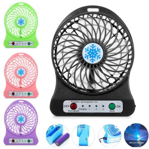 Mini Hordozható Akkus Ventilátor többféle színben LED Fénnyel