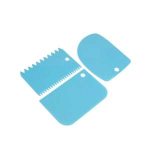 3 piece cake decorating spatula set, blue plastic, for smoothing and decorating cakes and pastries - Pastry decorating tool