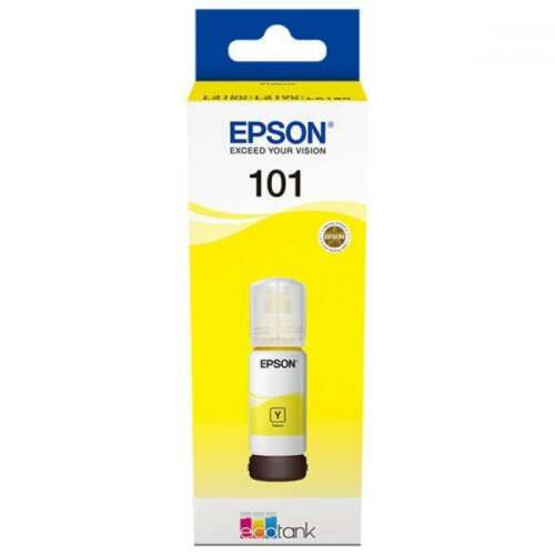 Мастилен патрон Epson 101 Жълт, 70ml, Оригинален, за EcoTank принтери