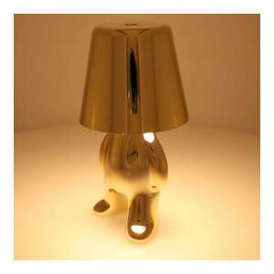 GOLD MAN Art Deco standing table lamp in gold, version 8, front view with light on - OEM Table Lamp