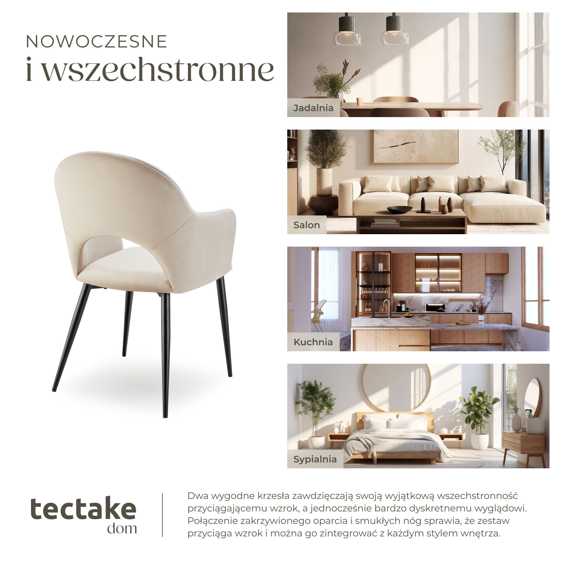 Tectake Sachel – Zamatová stolička s opierkami na ruky