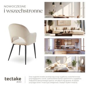 Tectake Sachel – Zamatová stolička s opierkami na ruky 112288055 - Jedálenská stolička