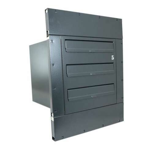 Antracitová multifunkčná poštová schránka Damech s rámom, 3 moduly