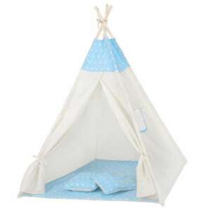 Cort de joaca Springos pentru copii, stil teepee, albastru cu stele, cort de joaca interior exterior - Springos