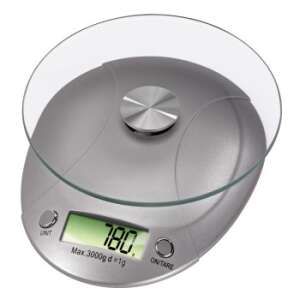 Xavax Milla Silver Electronic Kitchen Scale, digital kitchen scale with glass platform, 5kg capacity, accurate weighing