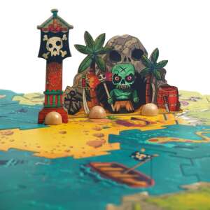 Djeco Arty Toys Puzzle Gigant - Lumea Piratilor, 30 de piese - prim-plan al puzzle-ului cu un personaj pirat și un craniu - Djeco Puzzle
